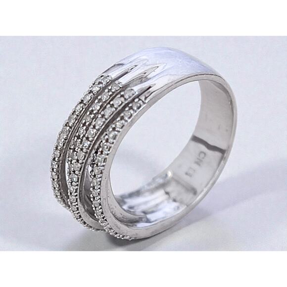 Vintage 925 Silver Crossover Ring Multiple Rows Cubic Zirconia CZ Sparkle - Picture 4 of 11